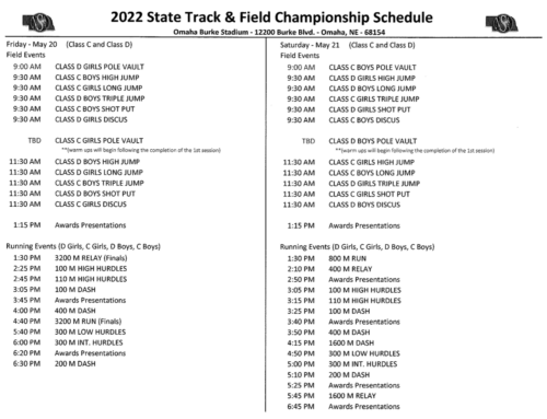 State Track Schedule
